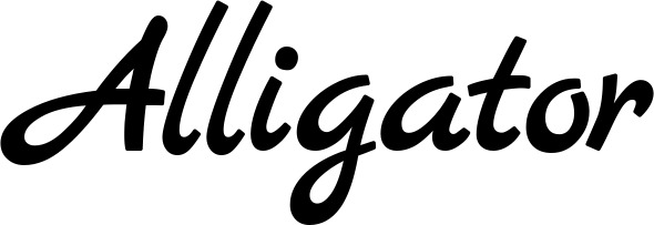 Vorschau des Bootsnamens "Alligator" als Schriftzug für "Bootsbeschriftung Klassisch 45"