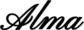 Vorschau des Bootsnamens "Alma" als Schriftzug für "Bootsbeschriftung Klassisch 107"