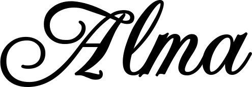 Vorschau des Bootsnamens "Alma" als Schriftzug für "Bootsbeschriftung Klassisch 70"