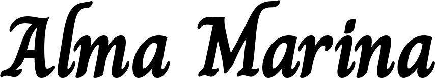 Vorschau des Bootsnamens "Alma Marina" als Schriftzug für "Bootsbeschriftung Klassisch 51"