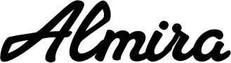 Vorschau des Bootsnamens "Almira" als Schriftzug für "Bootsbeschriftung Klassisch 65"