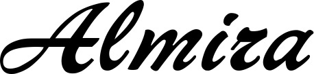 Vorschau des Bootsnamens "Almira" als Schriftzug für "Bootsbeschriftung Klassisch 12"