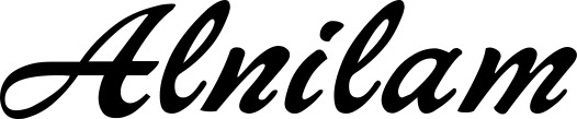 Vorschau des Bootsnamens "Alnilam" als Schriftzug für "Bootsbeschriftung Klassisch 12"