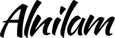 Vorschau des Bootsnamens "Alnilam" als Schriftzug für "Bootsbeschriftung Klassisch 73"