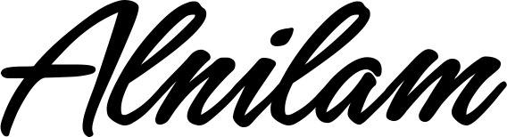 Vorschau des Bootsnamens "Alnilam" als Schriftzug für "Bootsbeschriftung Klassisch 71"