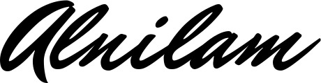 Vorschau des Bootsnamens "Alnilam" als Schriftzug für "Bootsbeschriftung Klassisch 82"