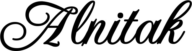 Vorschau des Bootsnamens "Alnitak" als Schriftzug für "Bootsbeschriftung Klassisch 70"