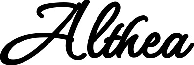 Vorschau des Bootsnamens "Althea" als Schriftzug für "Bootsbeschriftung Klassisch 111"