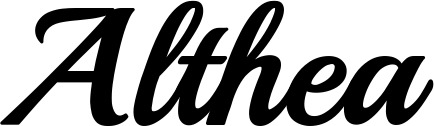 Vorschau des Bootsnamens "Althea" als Schriftzug für "Bootsbeschriftung Klassisch 86"