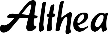 Vorschau des Bootsnamens "Althea" als Schriftzug für "Bootsbeschriftung Klassisch 15"