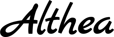Vorschau des Bootsnamens "Althea" als Schriftzug für "Bootsbeschriftung Klassisch 45"