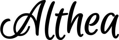 Vorschau des Bootsnamens "Althea" als Schriftzug für "Bootsbeschriftung Klassisch 105"