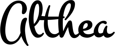 Vorschau des Bootsnamens "Althea" als Schriftzug für "Bootsbeschriftung Klassisch 81"