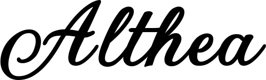 Vorschau des Bootsnamens "Althea" als Schriftzug für "Bootsbeschriftung Klassisch 69"