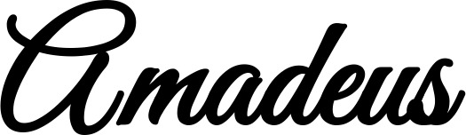 Vorschau des Bootsnamens "Amadeus" als Schriftzug für "Bootsbeschriftung Klassisch 68"