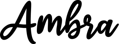 Vorschau des Bootsnamens "Ambra" als Schriftzug für "Bootsbeschriftung Klassisch 74"