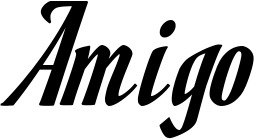 Vorschau des Bootsnamens "Amigo" als Schriftzug für "Bootsbeschriftung Klassisch 93"