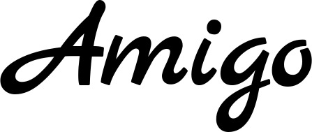 Vorschau des Bootsnamens "Amigo" als Schriftzug für "Bootsbeschriftung Klassisch 45"