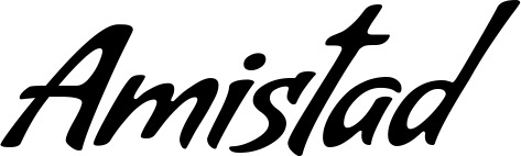 Vorschau des Bootsnamens "Amistad" als Schriftzug für "Bootsbeschriftung Klassisch 57"