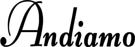 Vorschau des Bootsnamens "Andiamo" als Schriftzug für "Bootsbeschriftung Klassisch 76"