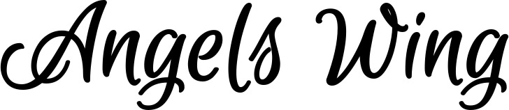 Vorschau des Bootsnamens "Angels Wing" als Schriftzug für "Bootsbeschriftung Klassisch 105"