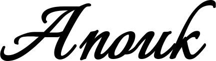 Vorschau des Bootsnamens "Anouk" als Schriftzug für "Bootsbeschriftung Klassisch 58"