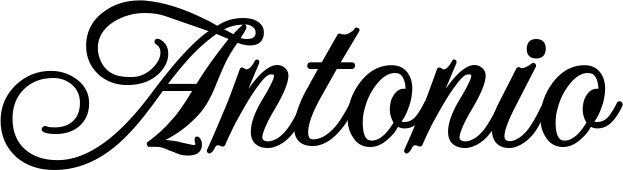 Vorschau des Bootsnamens "Antonio" als Schriftzug für "Bootsbeschriftung Klassisch 70"