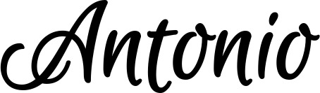 Vorschau des Bootsnamens "Antonio" als Schriftzug für "Bootsbeschriftung Klassisch 105"