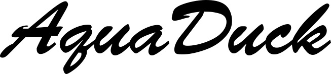 Vorschau des Bootsnamens "AquaDuck" als Schriftzug für "Bootsbeschriftung Klassisch 03"
