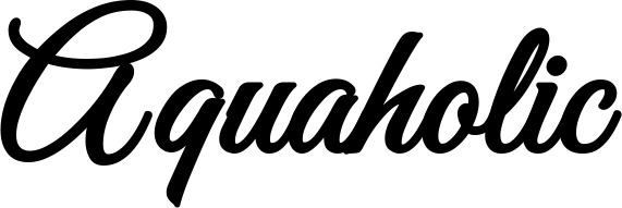 Vorschau des Bootsnamens "Aquaholic" als Schriftzug für "Bootsbeschriftung Klassisch 68"