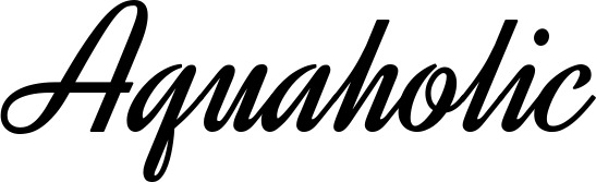 Vorschau des Bootsnamens "Aquaholic" als Schriftzug für "Bootsbeschriftung Klassisch 44"