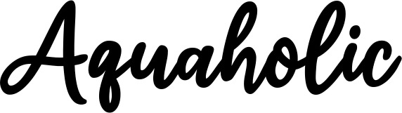 Vorschau des Bootsnamens "Aquaholic" als Schriftzug für "Bootsbeschriftung Klassisch 74"