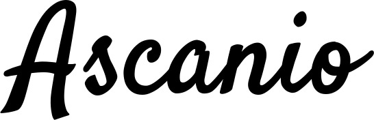 Vorschau des Bootsnamens "Ascanio" als Schriftzug für "Bootsbeschriftung Klassisch 96"