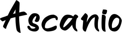 Vorschau des Bootsnamens "Ascanio" als Schriftzug für "Bootsbeschriftung Klassisch 95"