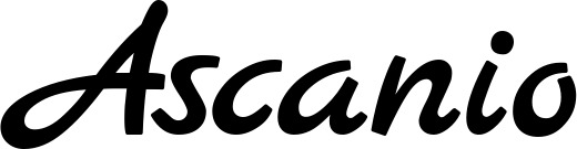 Vorschau des Bootsnamens "Ascanio" als Schriftzug für "Bootsbeschriftung Klassisch 45"
