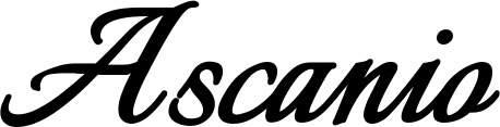 Vorschau des Bootsnamens "Ascanio" als Schriftzug für "Bootsbeschriftung Klassisch 58"