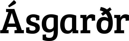 Vorschau des Bootsnamens "Ásgarðr" als Schriftzug für "Bootsbeschriftung Normal 09"