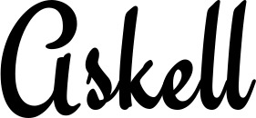 Vorschau des Bootsnamens "Askell" als Schriftzug für "Bootsbeschriftung Klassisch 63"