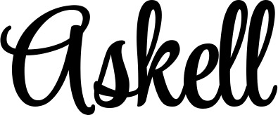 Vorschau des Bootsnamens "Askell" als Schriftzug für "Bootsbeschriftung Klassisch 101"