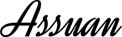 Vorschau des Bootsnamens "Assuan" als Schriftzug für "Bootsbeschriftung Klassisch 44"