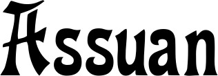 Vorschau des Bootsnamens "Assuan" als Schriftzug für "Bootsbeschriftung Neu 44"