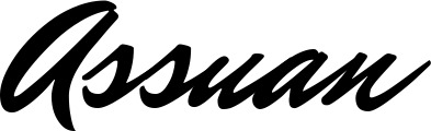 Vorschau des Bootsnamens "Assuan" als Schriftzug für "Bootsbeschriftung Klassisch 82"