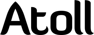 Vorschau des Bootsnamens "Atoll" als Schriftzug für "Bootsbeschriftung Normal 06"