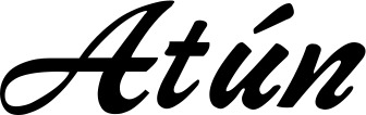 Vorschau des Bootsnamens "Atún" als Schriftzug für "Bootsbeschriftung Klassisch 12"