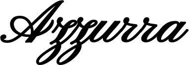 Vorschau des Bootsnamens "Azzurra" als Schriftzug für "Bootsbeschriftung Klassisch 107"