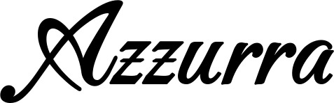 Vorschau des Bootsnamens "Azzurra" als Schriftzug für "Bootsbeschriftung Klassisch 50"