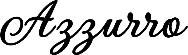 Vorschau des Bootsnamens "Azzurro" als Schriftzug für "Bootsbeschriftung Klassisch 69"