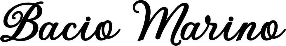Vorschau des Bootsnamens "Bacio Marino" als Schriftzug für "Bootsbeschriftung Klassisch 69"