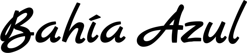 Vorschau des Bootsnamens "Bahía Azul" als Schriftzug für "Bootsbeschriftung Klassisch 77"