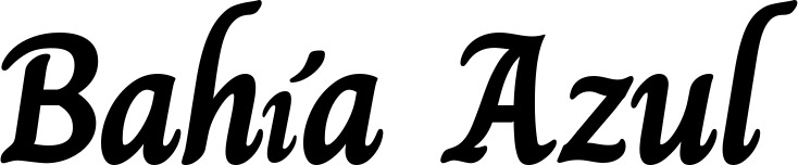 Vorschau des Bootsnamens "Bahía Azul" als Schriftzug für "Bootsbeschriftung Klassisch 51"